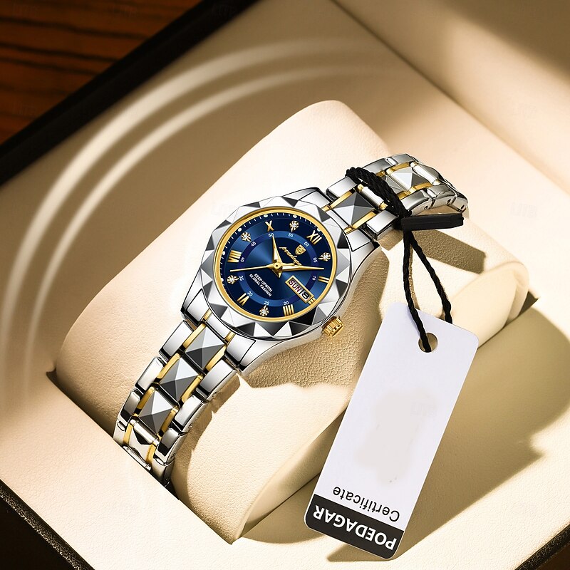 Women Quartz Watch Wrist Watch Retro Vintage Wristwatch LED Back Light Waterproof Stainless Steel Strap Watch4