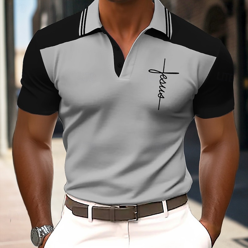 Easter Men's Graphic Polo Short Sleeve Polo Shirts Collared Shirts Vintage Athleisure Daily Wear 3D Print Summer Blue Purple Orange2