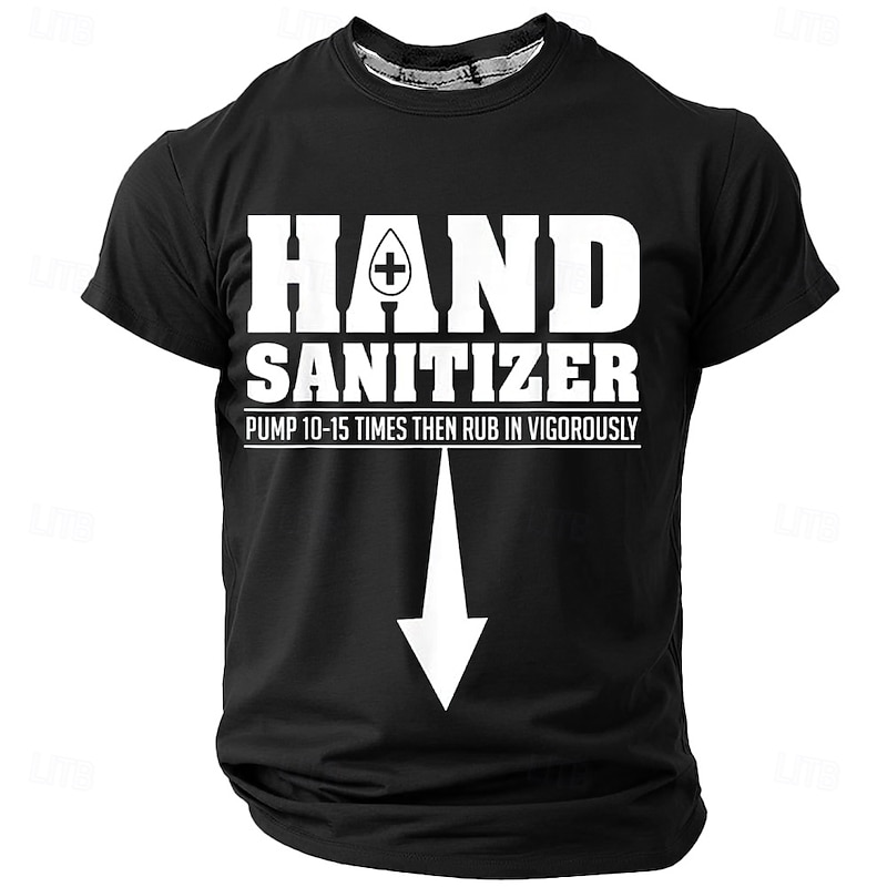 Men's Funny Hand Sanitizer Adult Humor Graphic T-Shirt with Pump Vigorously Pun4