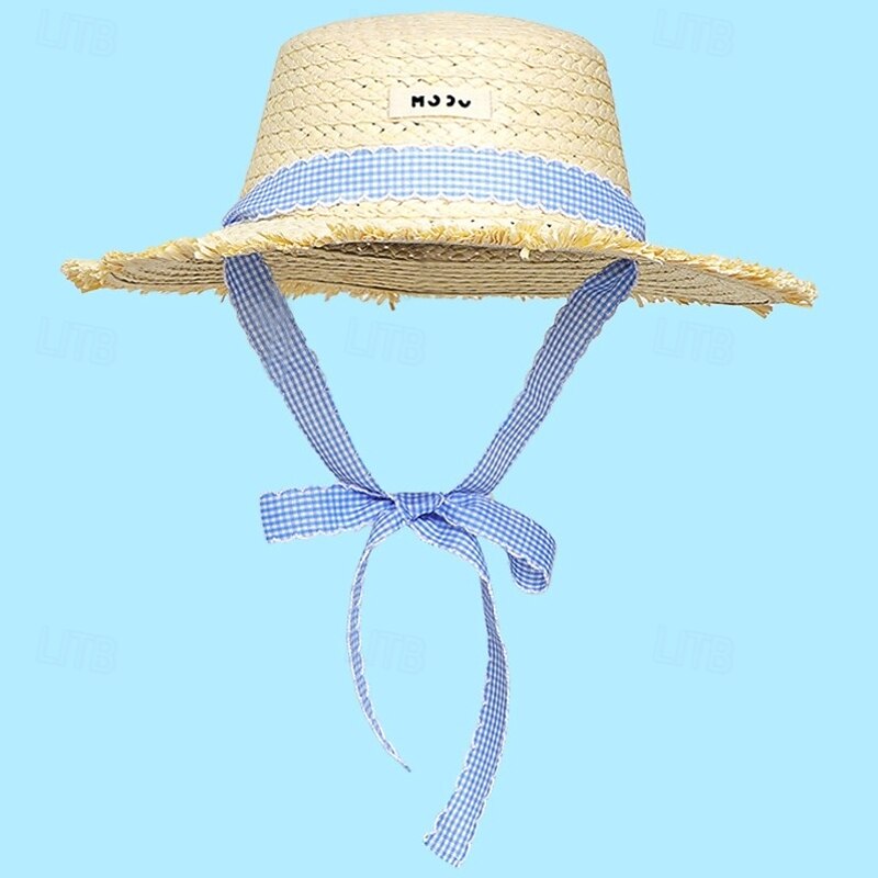 Retro Vintage Sweet Lolita 1950s Braid Sun Hat Ribbon Fancy Dress Women's Tea Party Beach Adults' Hat Summer3