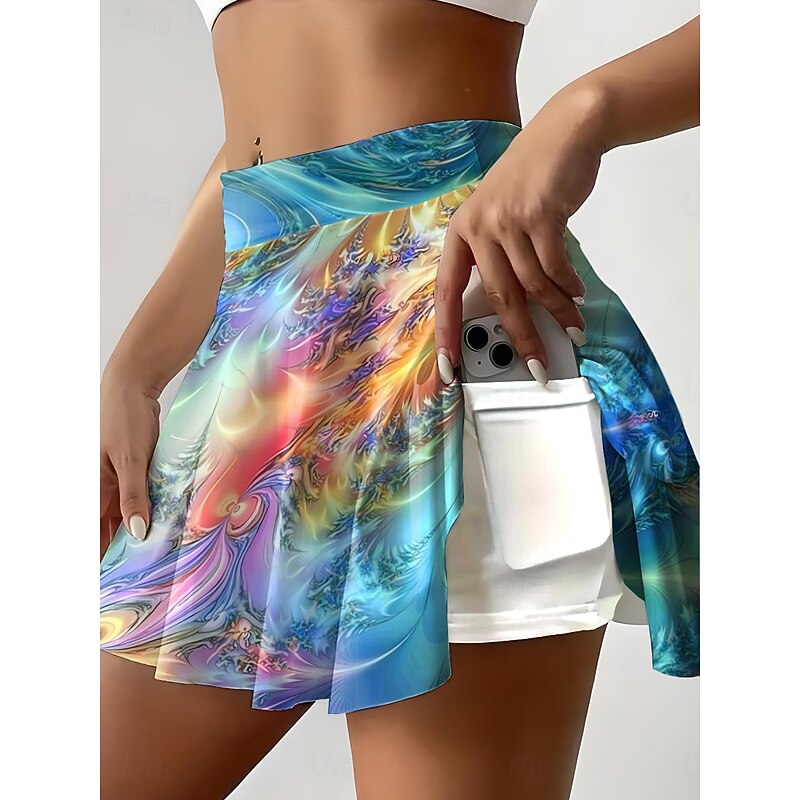 Women's Short Skirt culottes Mini Skirt Casual Mini Mid Waist Skirts Graphic Stretchy Vacation Daily Light Green Pink Blue Green Summer Polyester2