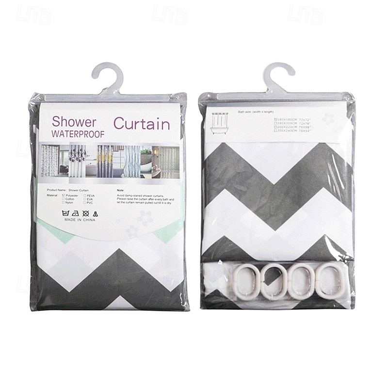 Shower Curtain PEVA Waterproof Mildew Resistant Bathroom Curtains with Hooks Easy Installation Quick-Drying 180cm*180cm(70"*70") White Blue3