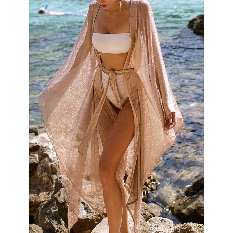 Women's Swimsuits Cover Up Swimsuit Lace up Vacation Beach Wear Solid Color Sleeveless Bathing Suits