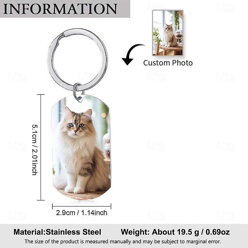 Personalized Pet Photo Keychain Custom Cat Key Ring Memorial Gift for Pet Lovers, Mom Dad Birthday Christmas Valentine's Day Keepsake2