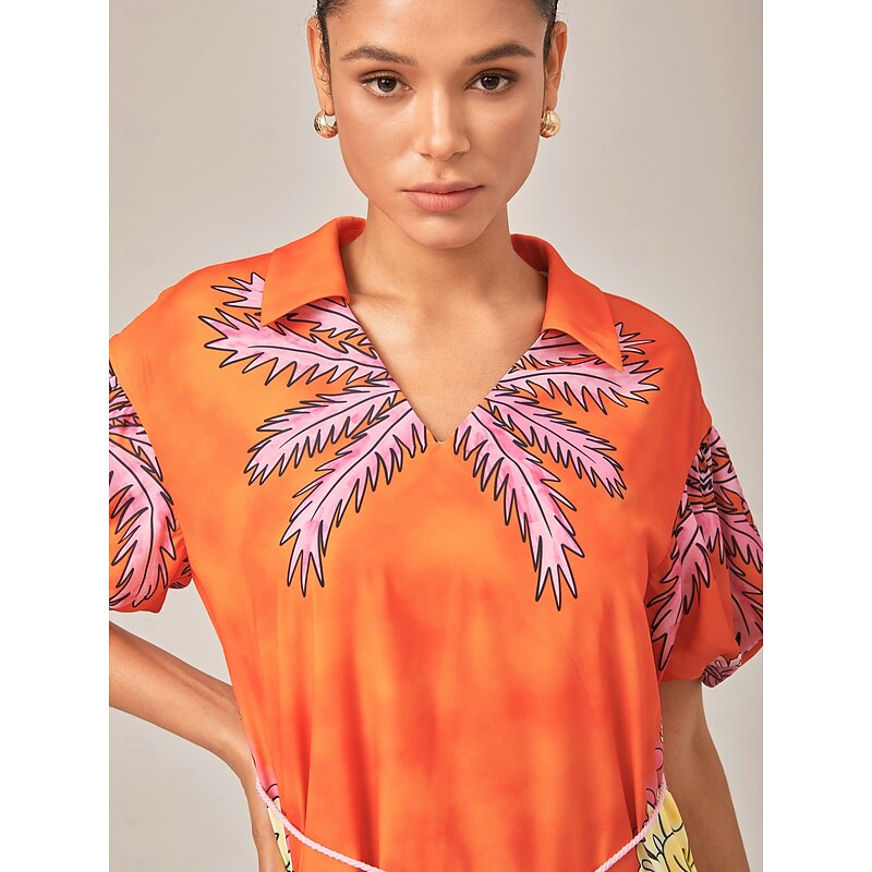 Vacation Style Orange Placement Floral Maxi Dress3