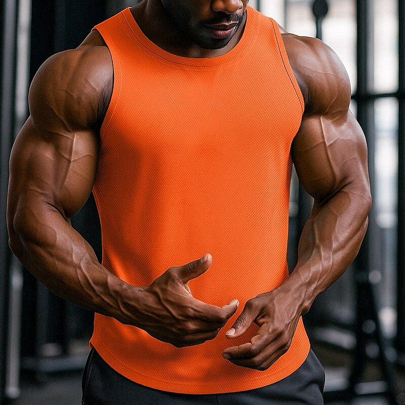 Men's Tank Top Vest Undershirt Sleeveless Shirt Sleeveless Round Neck Crewneck Summer Plain Fashion Classic Casual Mesh Sporty Street Casual Sports Black White Light Green Top Tee for Men2