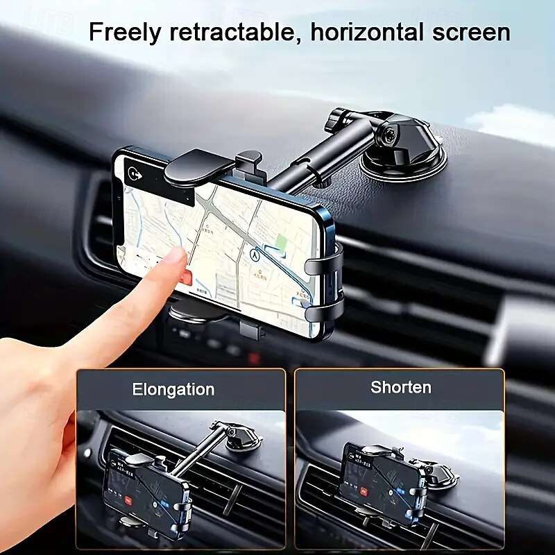 ABS Dashboard Car Cell Phone Holder - Waterproof Swivel Holder Stand with Suction Cup for Auto Multi-Function Navigation Clip Supports Smartphones Size 4-74