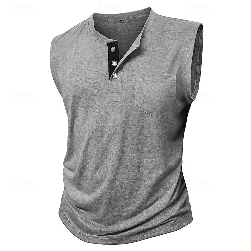 Men's Tank Top Vest Top Undershirt Sleeveless Shirt Sleeveless Henley Summer Plain Fashion Designer Basic Classic Vacation Street Going out Black White Dark Navy Top Tee for Men3