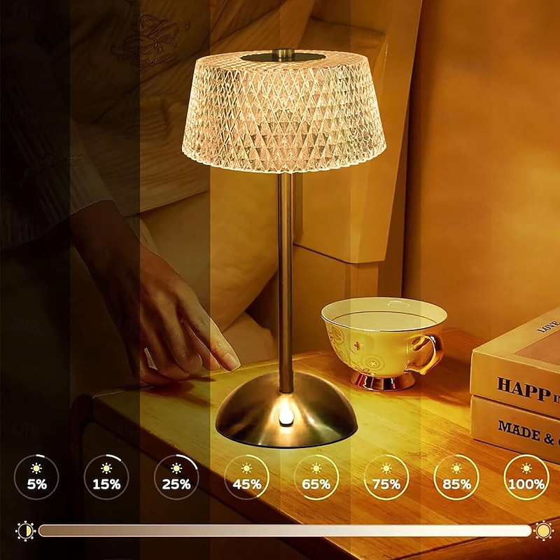 Multifunctional LED Table Lamp 3 Colors Dimmable USB Rechargeable Bedside Lamp for Bedroom Bedside Dining Room Living Room Office Dormitory Lighting Night Light4