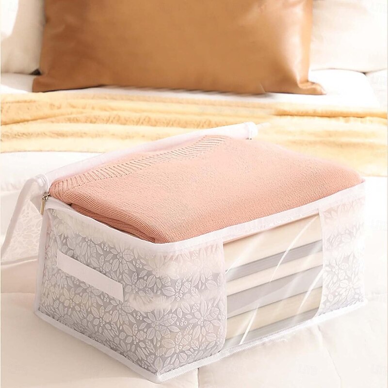 Large Capacity Storage Bag for Clothes and Bedding, Waterproof Moving Bags with Zipper Handles, Foldable Blanket Organizer Bag for Quilts, Duvets, Comforters, and Household Storage3