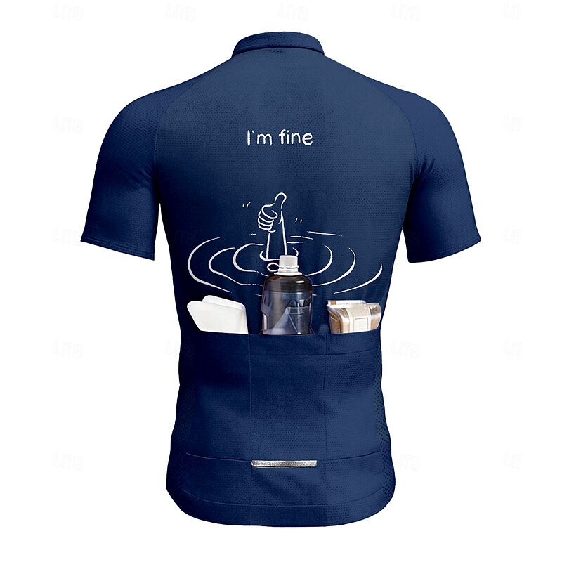 Men's Cycling Jersey Graphic Letter & Number Short Sleeve Bike Tee Tshirt Top with 3 Rear Pockets UV Resistant Quick Dry Front Zipper Reflective Strips Sports Navy Blue Clothing Apparel2