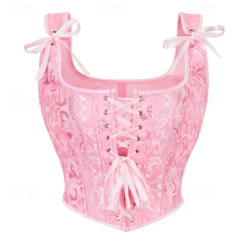 Retro Vintage Medieval Renaissance Corset Vest Bustier Lace up Floral Jacquard Fancy Dress Women's Celtic Fantasy Royal Christmas Halloween Carnival Party Casual Daily LARP Adults' Corset All Seasons3