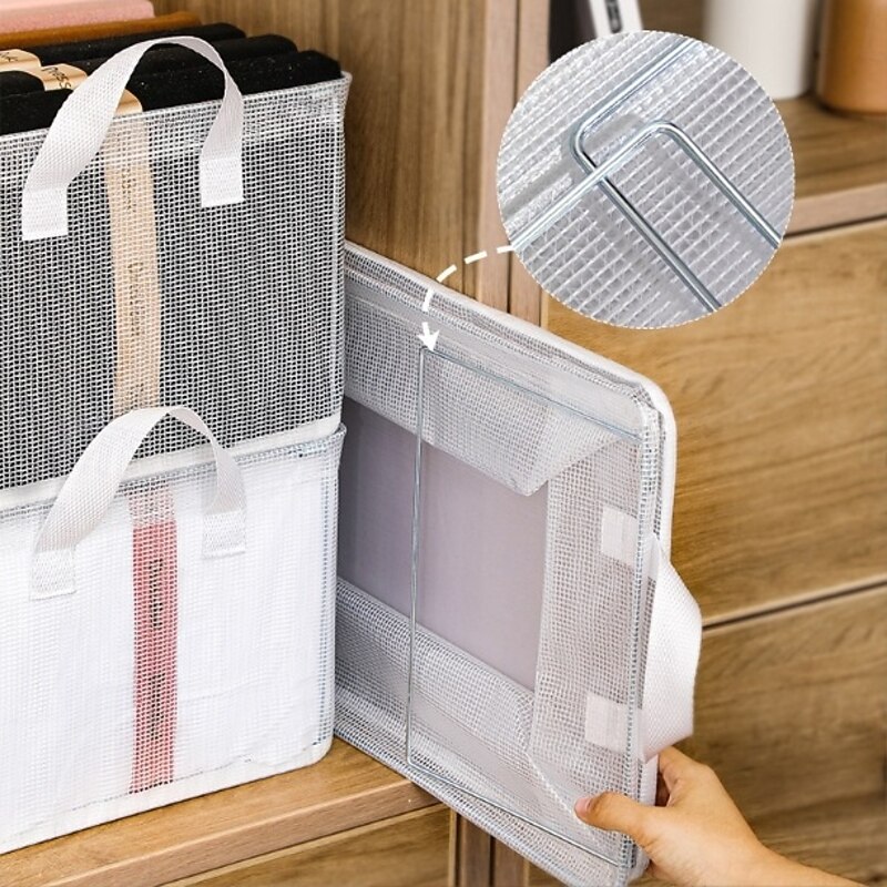 Clothing Organizer Storage Box with Steel Frame, Foldable PVC Storage Box, Transparent and Durable Clothes Organizer for Bedroom and Home Organization2