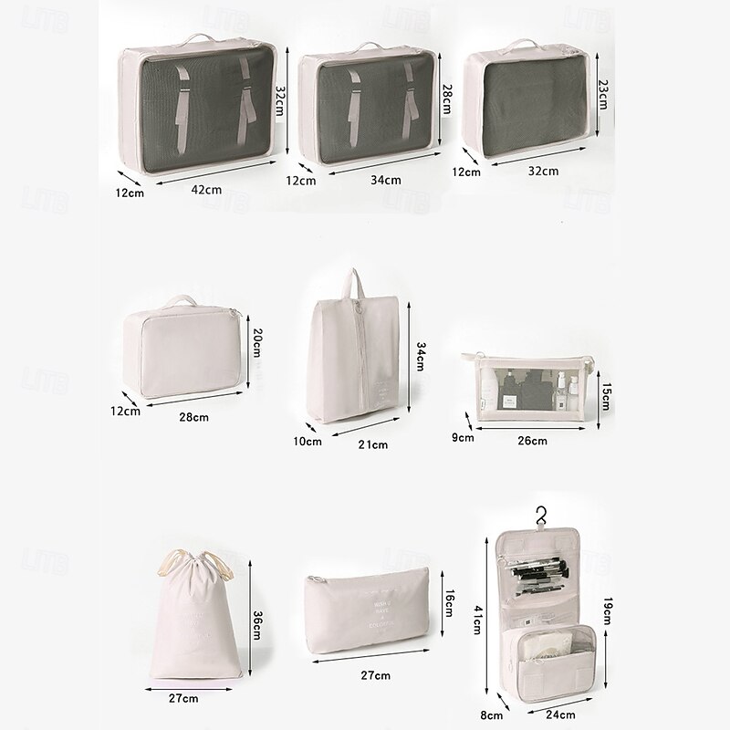 Compression Packing Cubes Set for Travel, Foldable Luggage Organizer Bags, Portable Toiletry and Makeup Bag, Multi-Functional Clothes Storage Pouches for Business Trips and Vacations3