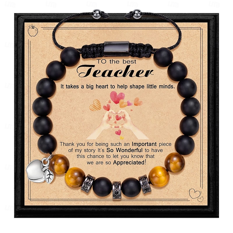 Teacher Appreciation Bracelet Cute Handmade Ploymer Clay Bracelet Love Teach Inspire Letter Beaded Stretch Bracelet for Women Back to School Jewelry Teacher Graduation Gift4
