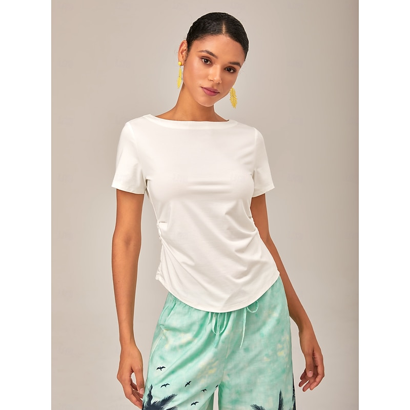 Waist Cinching Off Shoulder Arc Knit Top