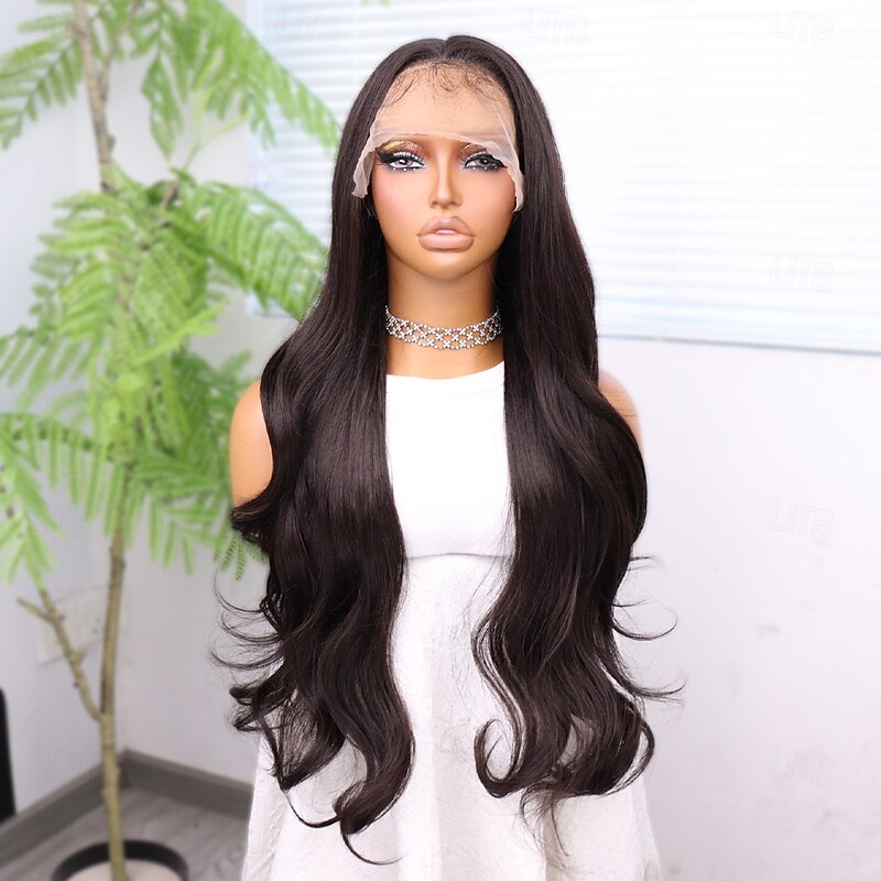 Synthetic Lace Wig Body Wave Style 30 inch Brown Middle Part 13x6 Lace Front Wig Women's Wig Dark Brown / Light Brown3