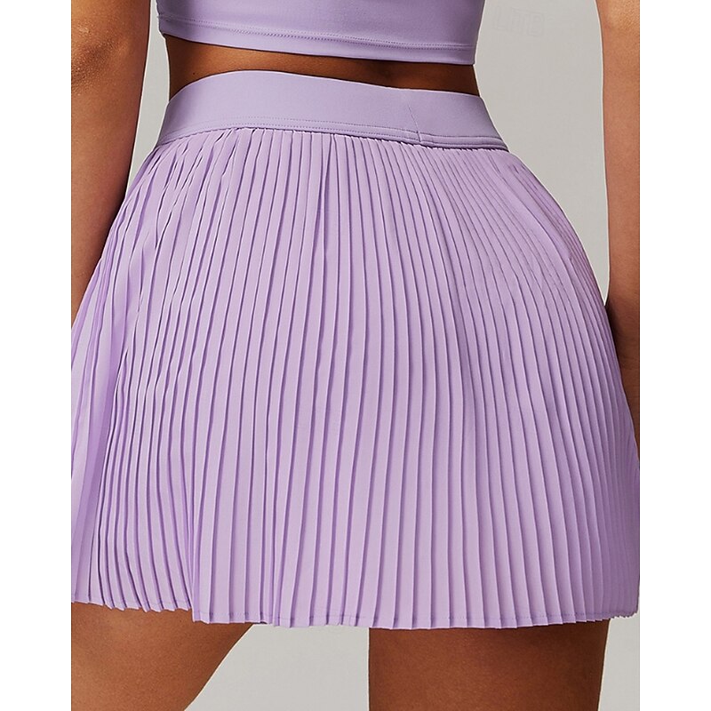 Women's Solid Colored Tennis Skirts Tennis Skirts with Shorts Pleated Side Pockets Breathable Tennis Golf Pickleball Bottoms Black White Red Tennis Clothing3