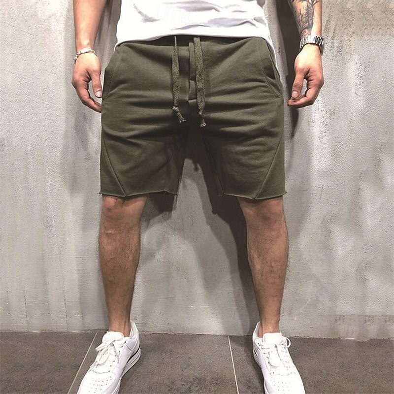 Men's Sweat Shorts Shorts Bermuda shorts Running Shorts Casual Shorts Drawstring Elastic Waist Straight Leg Plain Comfort Sports Knee Length Yoga Daily Gym Classic Style Athleisure Black White