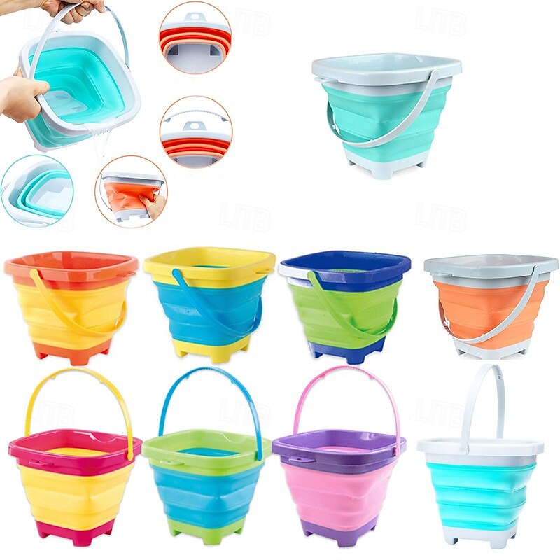 Foldable Pail Bucket 2L Silicone Collapsible Easter Buckets for Kids Multi Purpose for Fun Summer Activities Camping Gear Beach Essentials