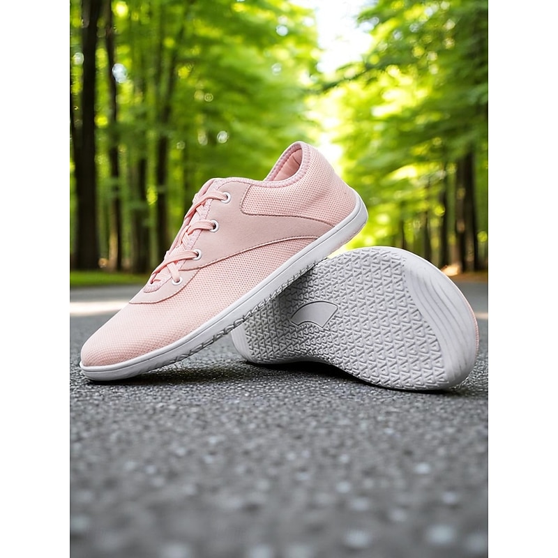 Women's Wide Toe Barefoot Walking Sneakers – Pink Flyknit Shoes for Casual Wear, Daily Travel & Foot Comfort Support3