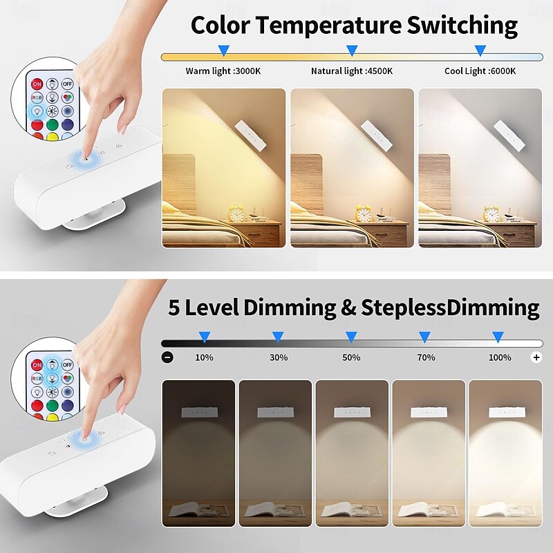 1 Pc Product Magnetic Double-Sided Luminous Wall Lamp Touch Dimming Type-C Charging Remote Control Can Be Handheld3