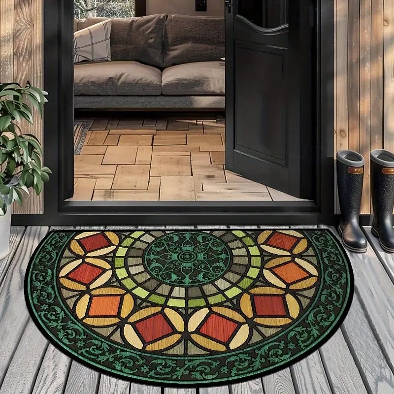 Vintage Floral Semi-round Doormat Kitchen Mat Floor Mat Non-Slip Area Rug Oil Proof Rug Indoor Outdoor Mat Bedroom Decor Bathroom Mat Entrance Rug Spring Summer2