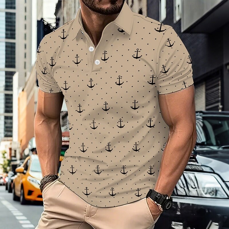 Men's Graphic Polo Short Sleeve Polo Shirts Collared Shirts Business Casual Athleisure Daily Wear 3D Print Summer White Yellow Blue4