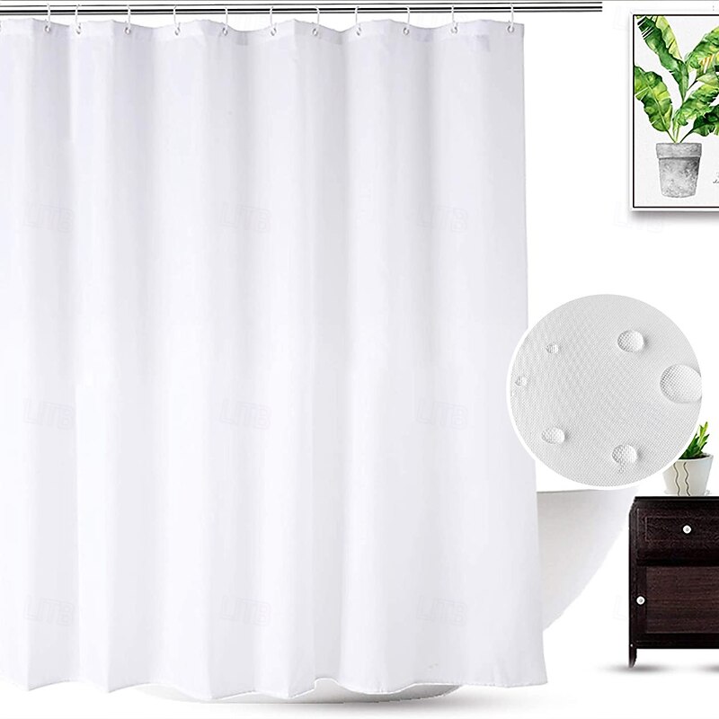 White Shower Curtain Liner White Water Repellent Weighted Fabric 180cm*180cm(70