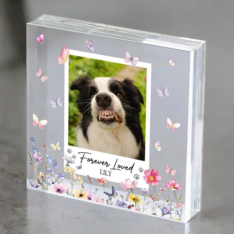 Personalized Memorial Acrylic Pet Photo Plaque Custom Sympathy Gifts For Loss Of Loved Ones Forever Loved Pet Dog Memorial Decor for Home Bedroom Decor Tribute to Beloved Pup4