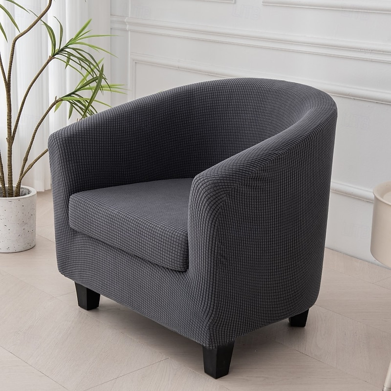 2 Piece Club Chair Slipcover Stretch Barrel Chair Covers Solid Tub Chair Slipcovers Soft Armchair Covers Removable Furniture Protector Arm Chair Cover for Living Room