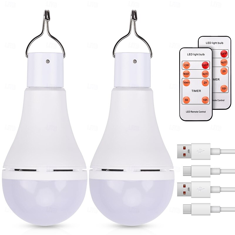 2 Pcs 9W Portable Charging Ball Bubble Lighting Camping Light Emergency Light Remote Control for Hiking Tent Lighting