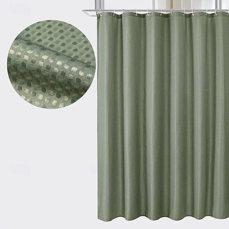 Luxury Waffle Weave Shower Curtain 180cm*180cm(70"*70") Water Repellent Bathroom Bathtub Cloth Fabric Shower Curtain Set, Hole-Free Toilet Partition Curtain for Separating Dry Wet Area3