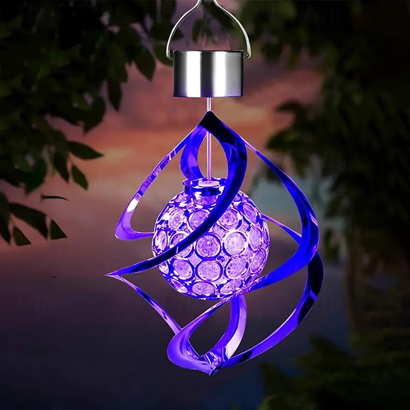 Outdoor LED Solar Wind Chime Lights, RGB Gradient Color Pendant, Silver Solar Chime, 7-Color Decorative Hanging Lights2