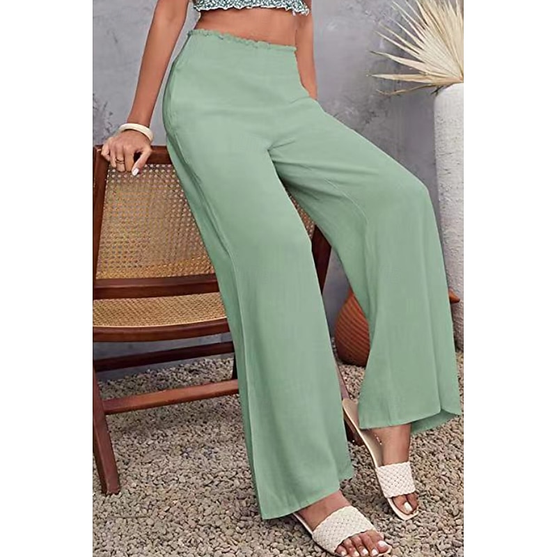 Women's Cotton Linen Pants Slacks Fashion Streetwear Full Length Natural Plain Pocket Elastic Waist Comfy Outdoor Casual Daily Weekend Magenta Apricot Navy Black Summer Regular Fit2