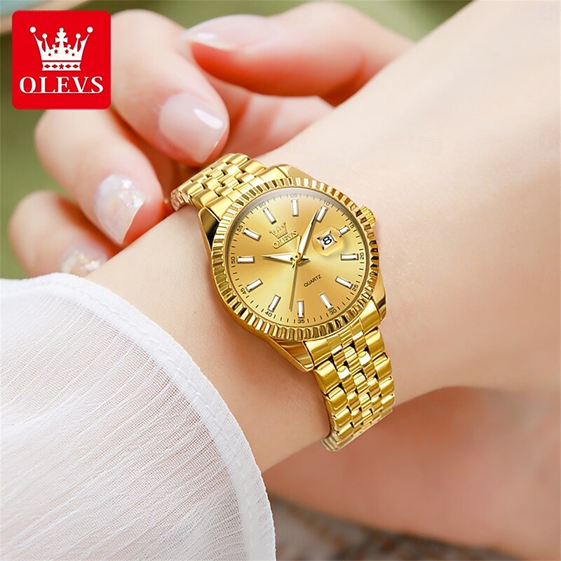 OLEVS Women Quartz Watch Minimalist Fashion Casual Wristwatch Luminous Calendar Waterproof Decoration Stainless Steel Watch4