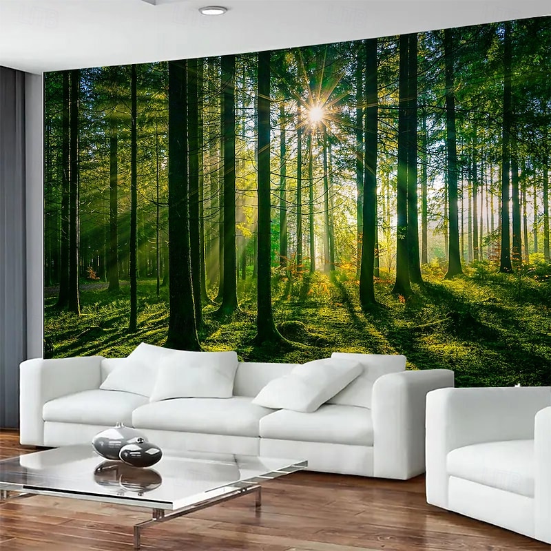 Forest Plant Scenery Hanging Tapestry Wall Art Large Tapestry Mural Decor Photograph Backdrop Blanket Curtain Home Bedroom Living Room Decoration
