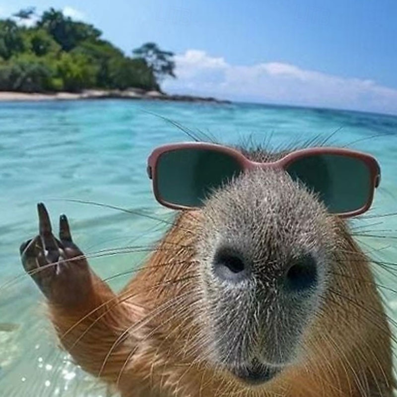 Men's Funny Capybara Swim Trunks Swim Shorts Board Shorts Mid Waist Streetwear Hawaiian Beach Vacation Wear Side Pockets Mesh Lining Elastic Drawstring Waist Designer Clothing Apparel2