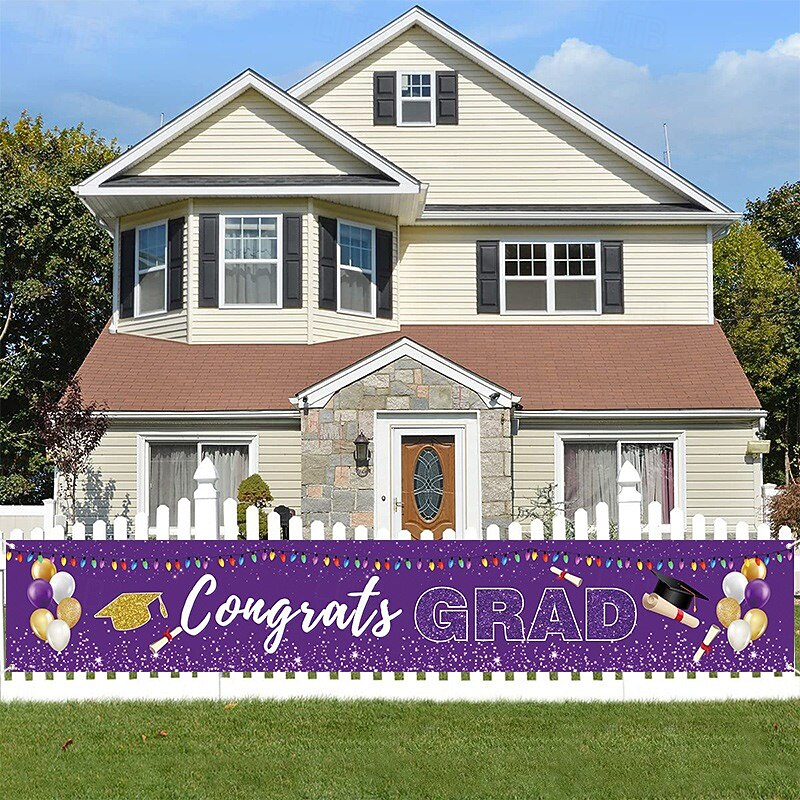 Congrats Grad Banner Graduation Backdrop Graduation Decorations 2025 Congratulations Graduate Banner Grad Decorations Patio Garden School