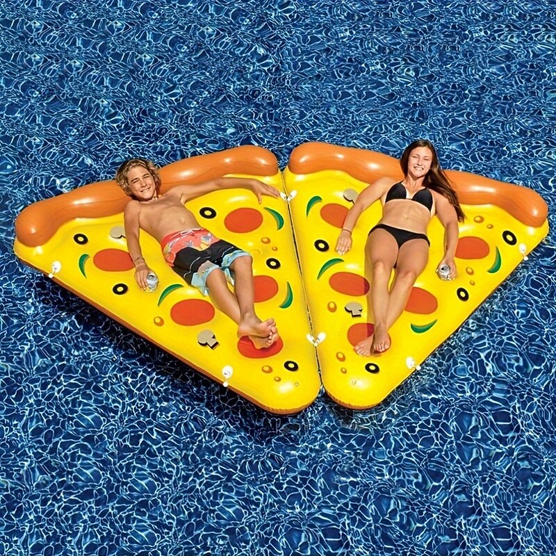 71-inch Giant Inflatable Pizza Pool Float For Adults With Cup Holder - X-Large Durable PVC Pool Floatie For Adults Quick-Dry & Ultra-Portable Pool Rafts Pizza Party Decor Lounger For Beach Parties3