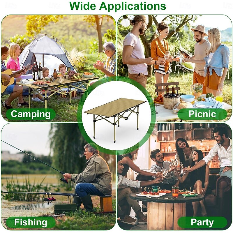Folding Camping Table, Portable Beach Table,with Portable Bag, Suitable for Indoor, Outdoor, Camping, Backyard, Party, Patio, The Camping Table at The Beach3