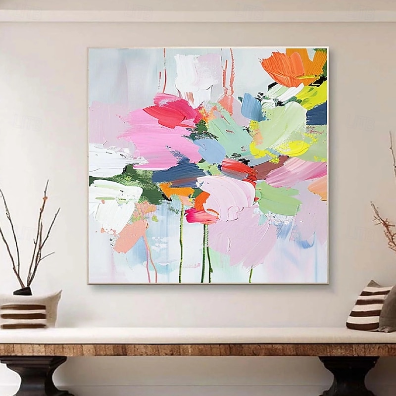 Oil painting Hand painted Colorful Dots Oil Painting on Canvas Modern Textured abstract painting Handmade Wall Art 3D Floral Painting Contemporary Art Large Wall Art Living Room Decor2