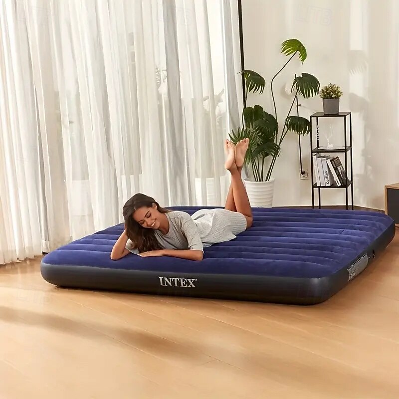 Pack of 1 Inflatable Mattress Household Single Double Thickened Lazy Bed Outdoor Portable Lunch Break Folding Air Mattress Bed Comfortable Outdoor Camping and Hiking
