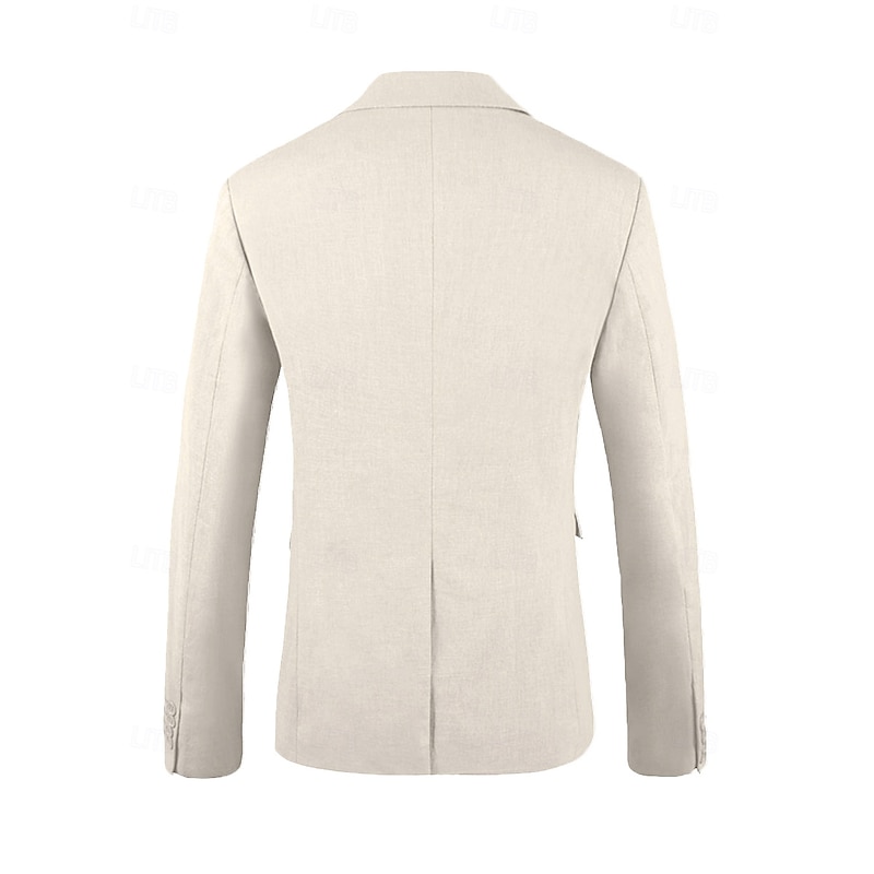 Men's Wedding Linen Suits Sky Blue Sage Fashion Formal Solid Colored Standard Fit 3 Piece Single Breasted Two-buttons3