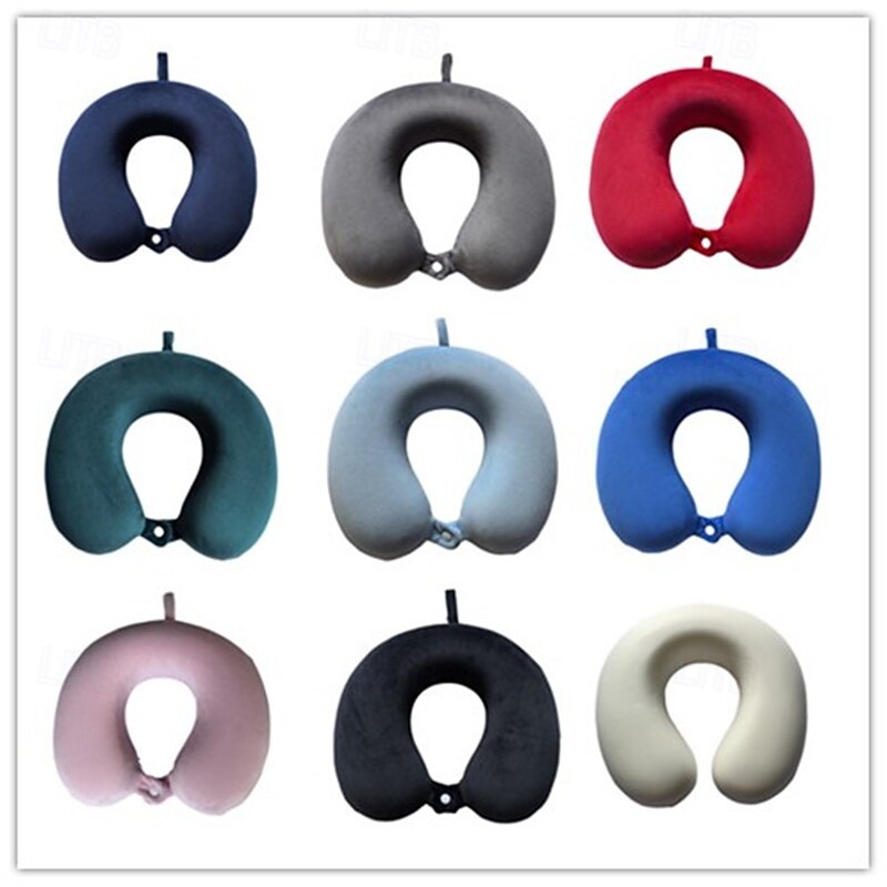 Neck Pillow for Traveling, Upgraded Travel Neck Pillow for Airplane 100% Pure Memory Foam Travel Pillow for Flight Headrest Sleep, Portable Plane Accessories