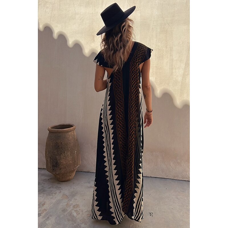 Women's Midi Dress Cocktail Dress Floral Dress Boho Dress Fashion Modern Vacation Tea Party Going out Regular Fit Flower Sleeveless V Neck Black Wine Blue Dark Green Summer4