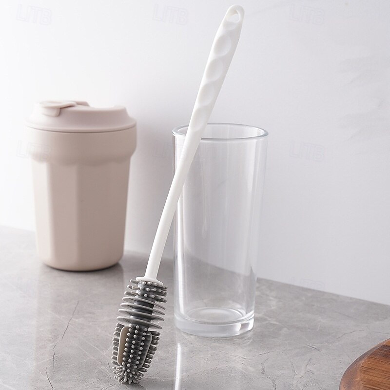 Silicone Bottle Brush for Cleaning Cups and Bottles, Long Handle Cup Scrubber for Water Bottles, Mugs, Baby Bottles, Lids, Reusable Dish Cleaning Brush Tool4