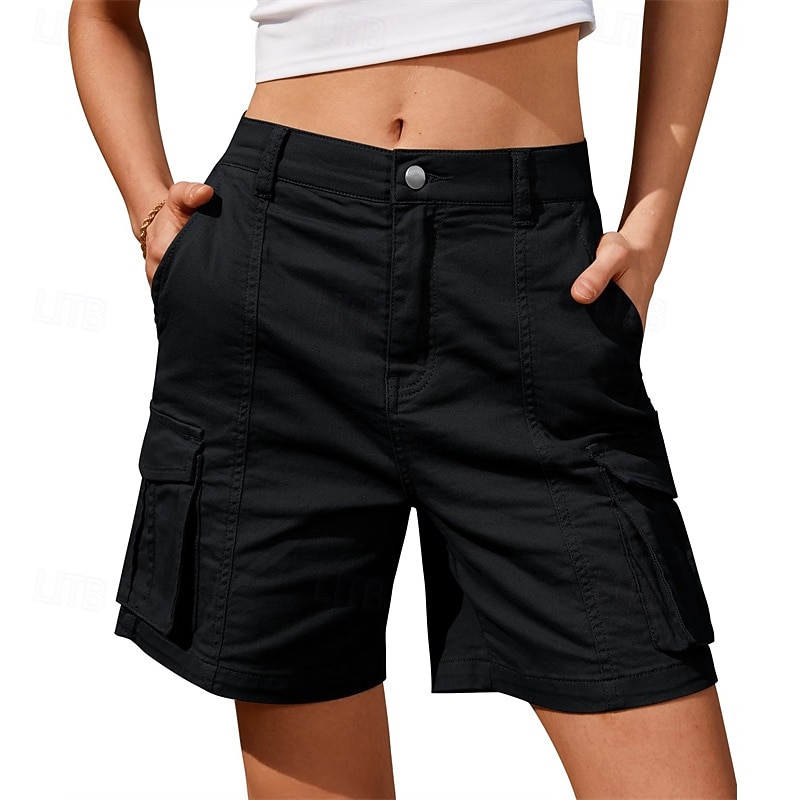 Women's Running Shorts Cargo Shorts Hiking Shorts Summer Outdoor Regular Fit Quick Dry Shorts Elastic Waist Black White Hunting Climbing Camping / Hiking / Caving S M L XL XXL2