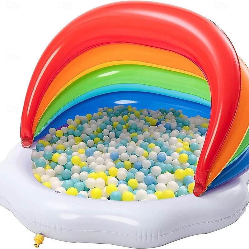 Inflatable Sprinkler Baby Pool with Canopy Rainbow Kiddie Pool Wading Pool for LearningInfant Water Pool ToysOutdoor Swimming Pool for Kids4