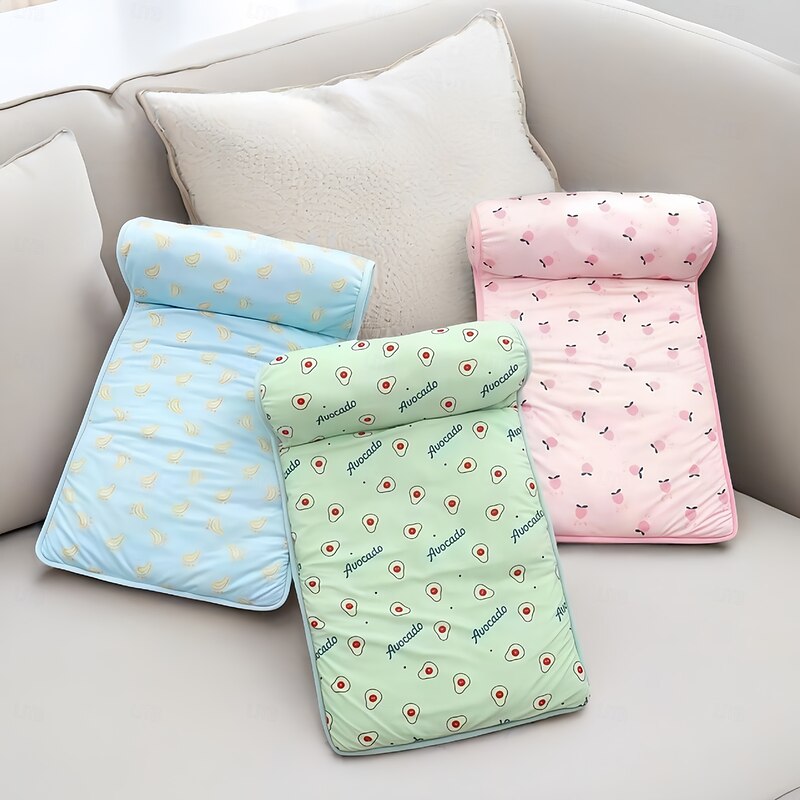 Cooling Dog Bed Pet Cooling Mat with Pillow, Ice Silk Cooling Dog Blanket, Self Cooling Pad for Cat,Dog, Washable Summer Pet Mat for Kennel, Crates, Sofa, Floor2